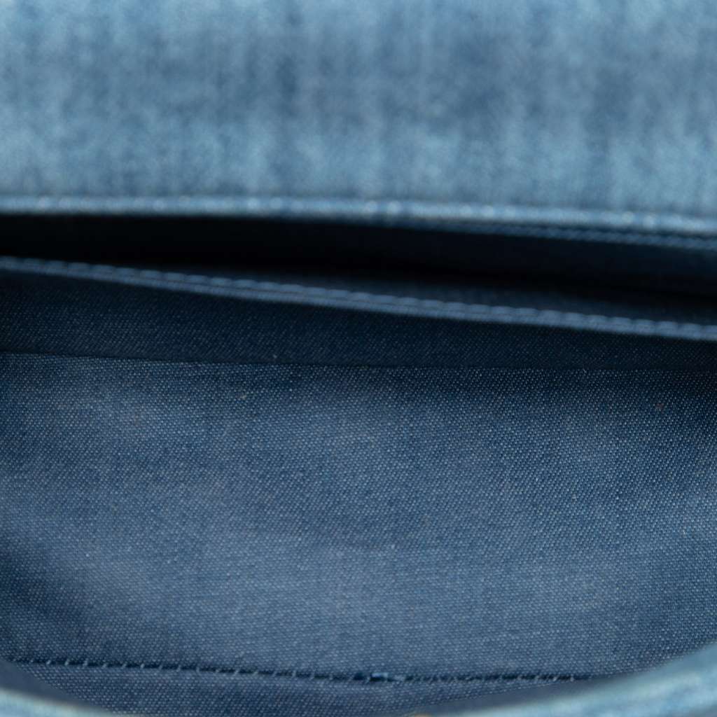 Chanel Mini Rectangular Classic Denim Pearl Crush Single Flap Blue Denim Good condition - Model View