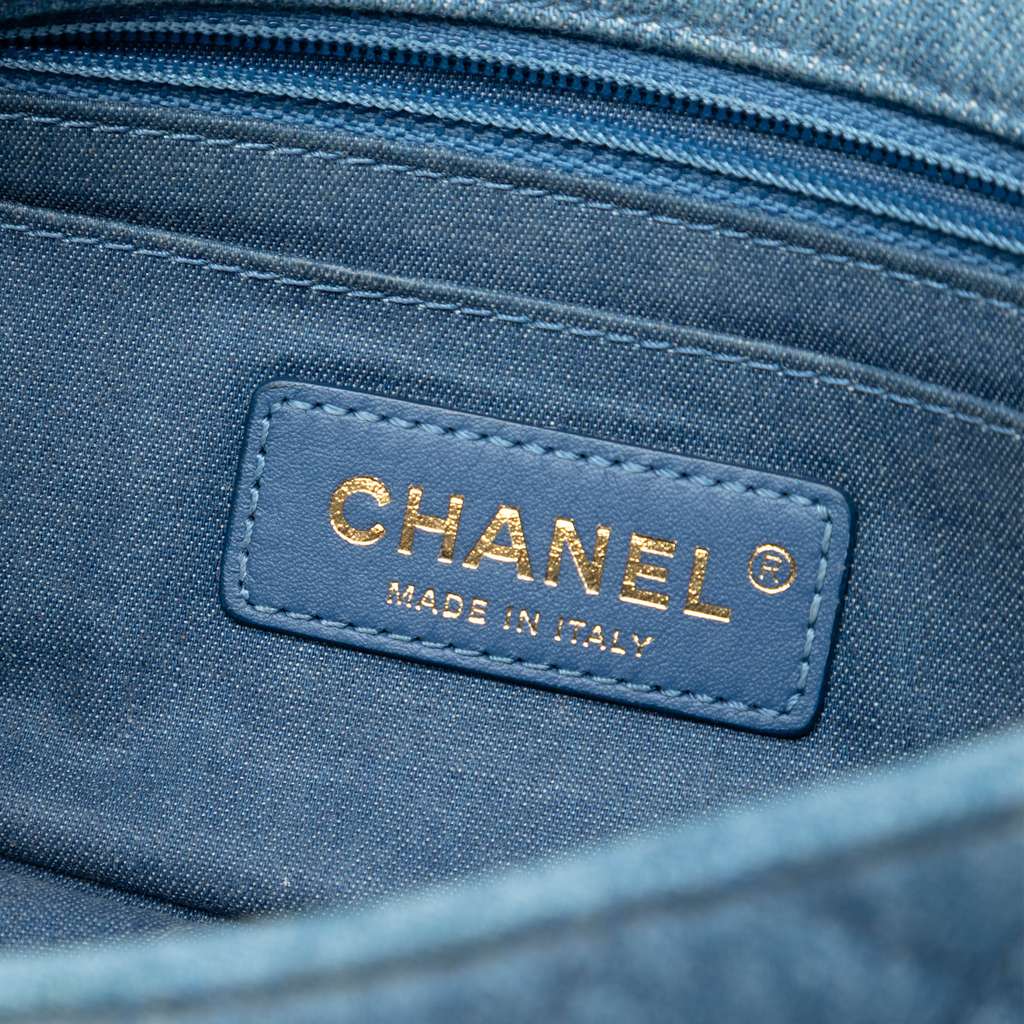 Chanel Mini Rectangular Classic Denim Pearl Crush Single Flap Blue Denim Good condition - Box View