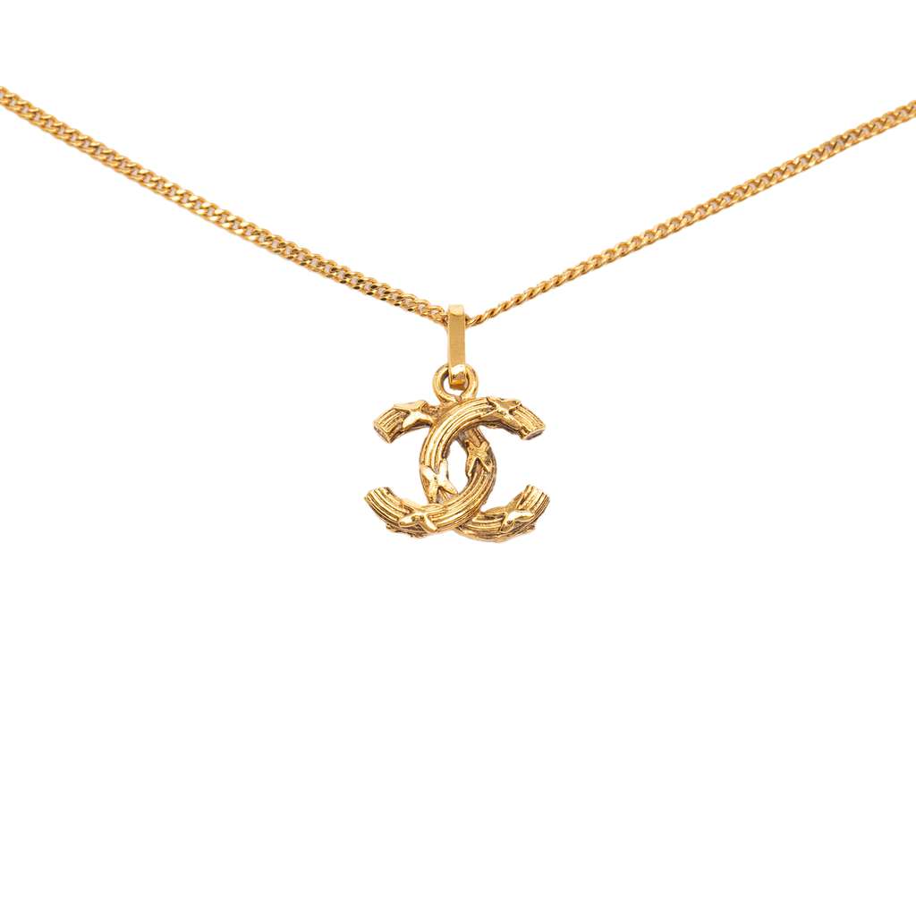 Chanel Gold Plated CC Pendant Necklace Gold Metal Good condition - Back View