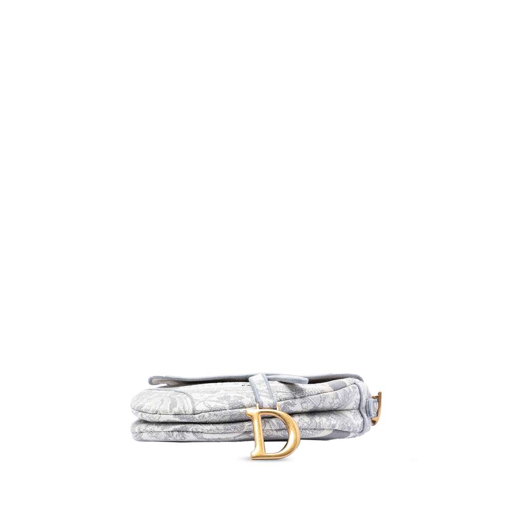 Dior Canvas Embroidered Toile de Jouy Saddle Bag Grey Canvas Good condition - Inside View