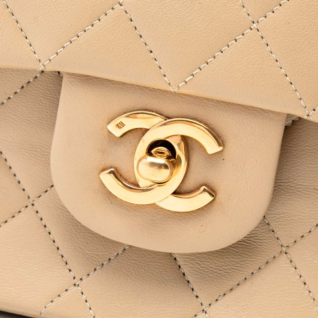 Chanel Medium Classic Lambskin Single Flap Brown Leather Good condition - Box View