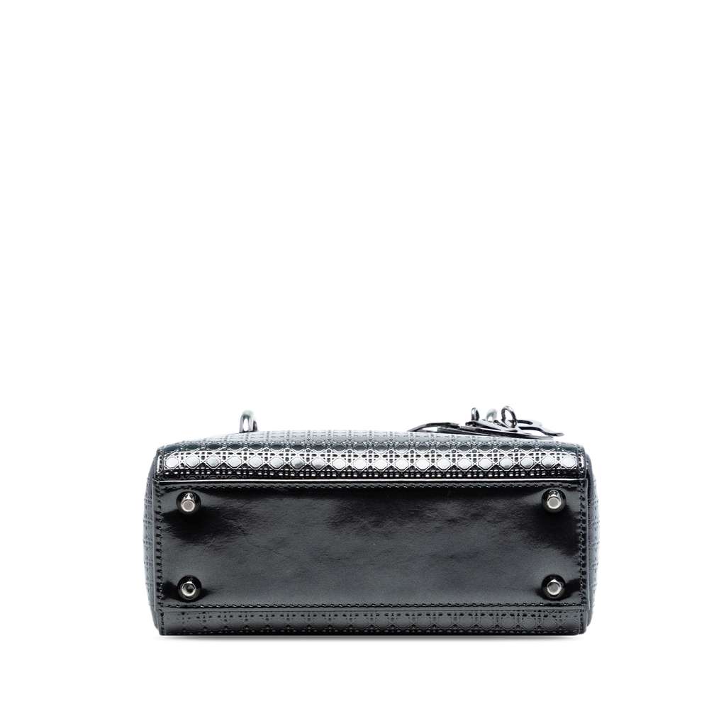 Dior Mini Metallic Patent Microcannage Lady Dior Black Leather Good condition - Inside View