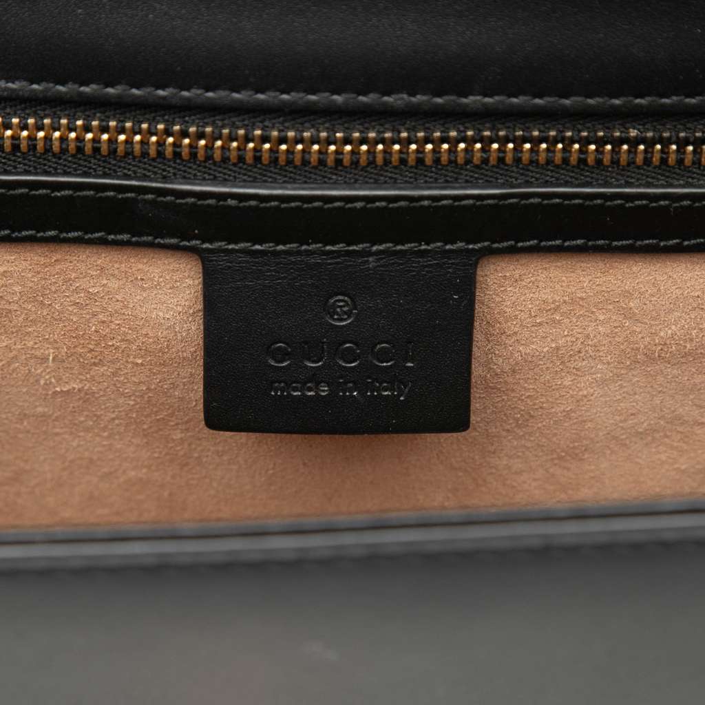 Gucci Small Leather Web Sylvie Satchel Black Leather Good condition - Box View