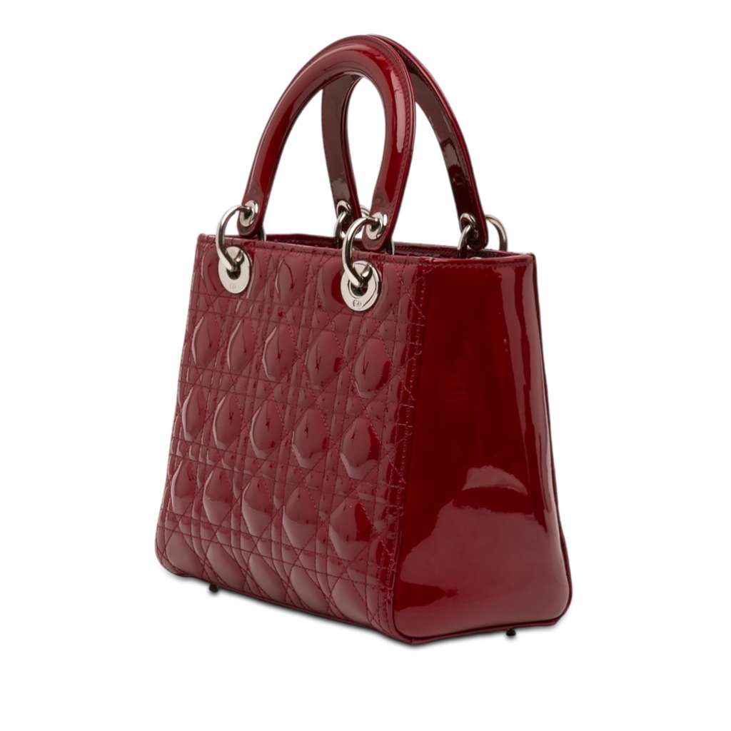 Dior Medium Patent Cannage Lady Dior Red Leather Good condition - Back View