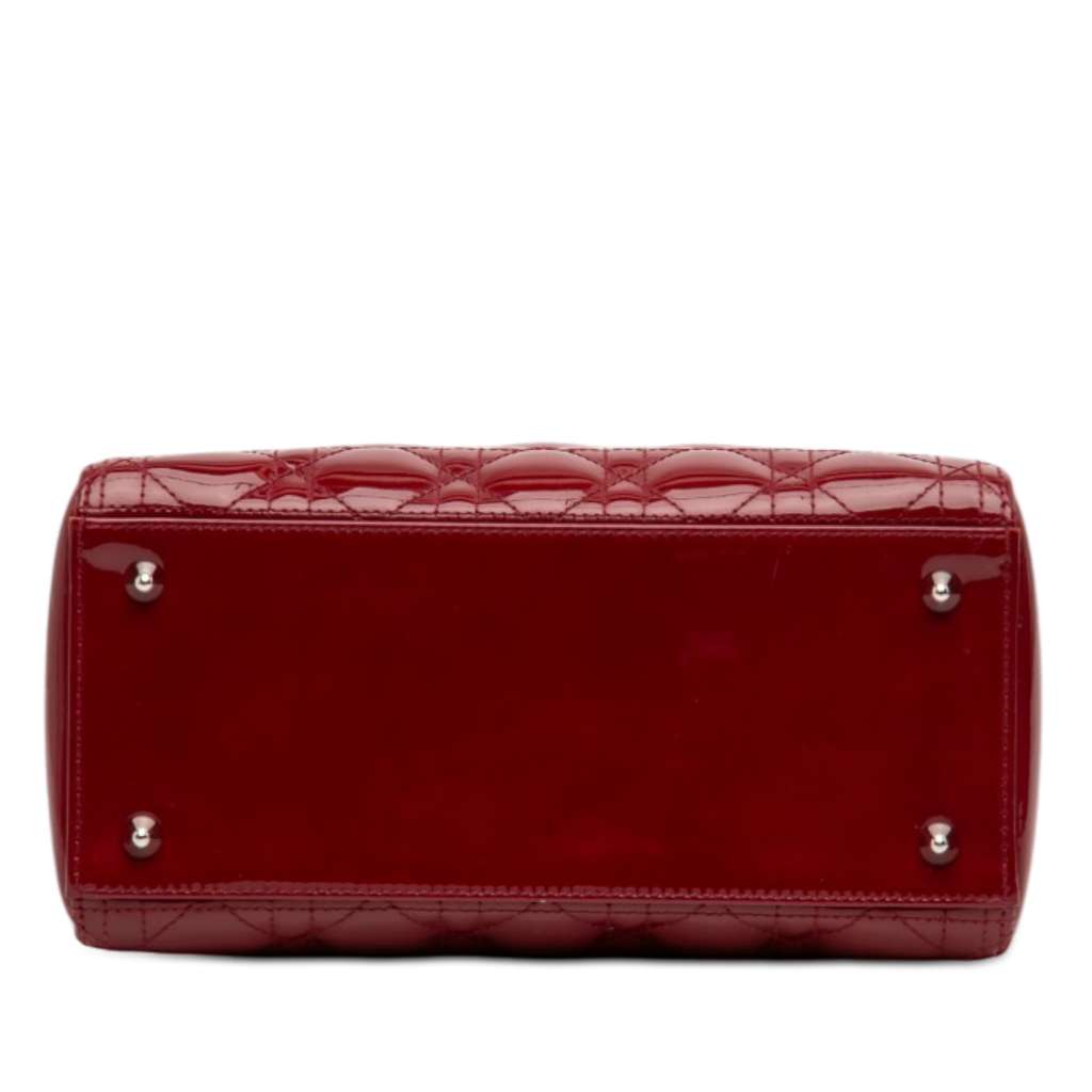 Dior Medium Patent Cannage Lady Dior Red Leather Good condition - Inside View
