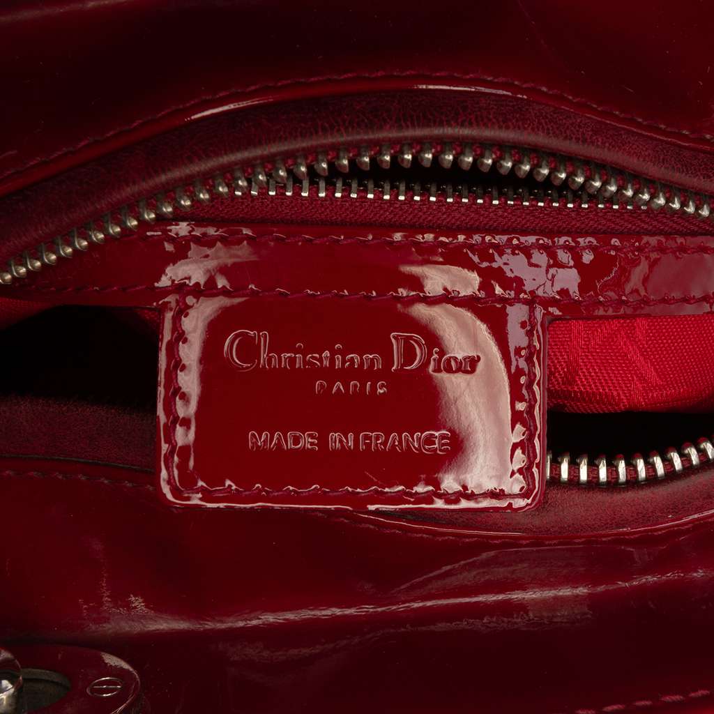 Dior Medium Patent Cannage Lady Dior Red Leather Good condition - Box View