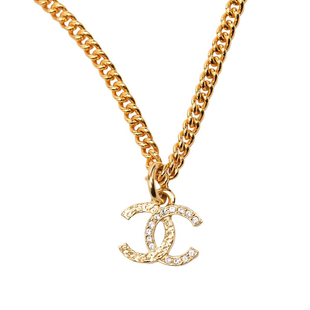 Chanel CC Gold Plated Faux Pearl African Map Pendant Necklace Gold Metal Good condition - Model View