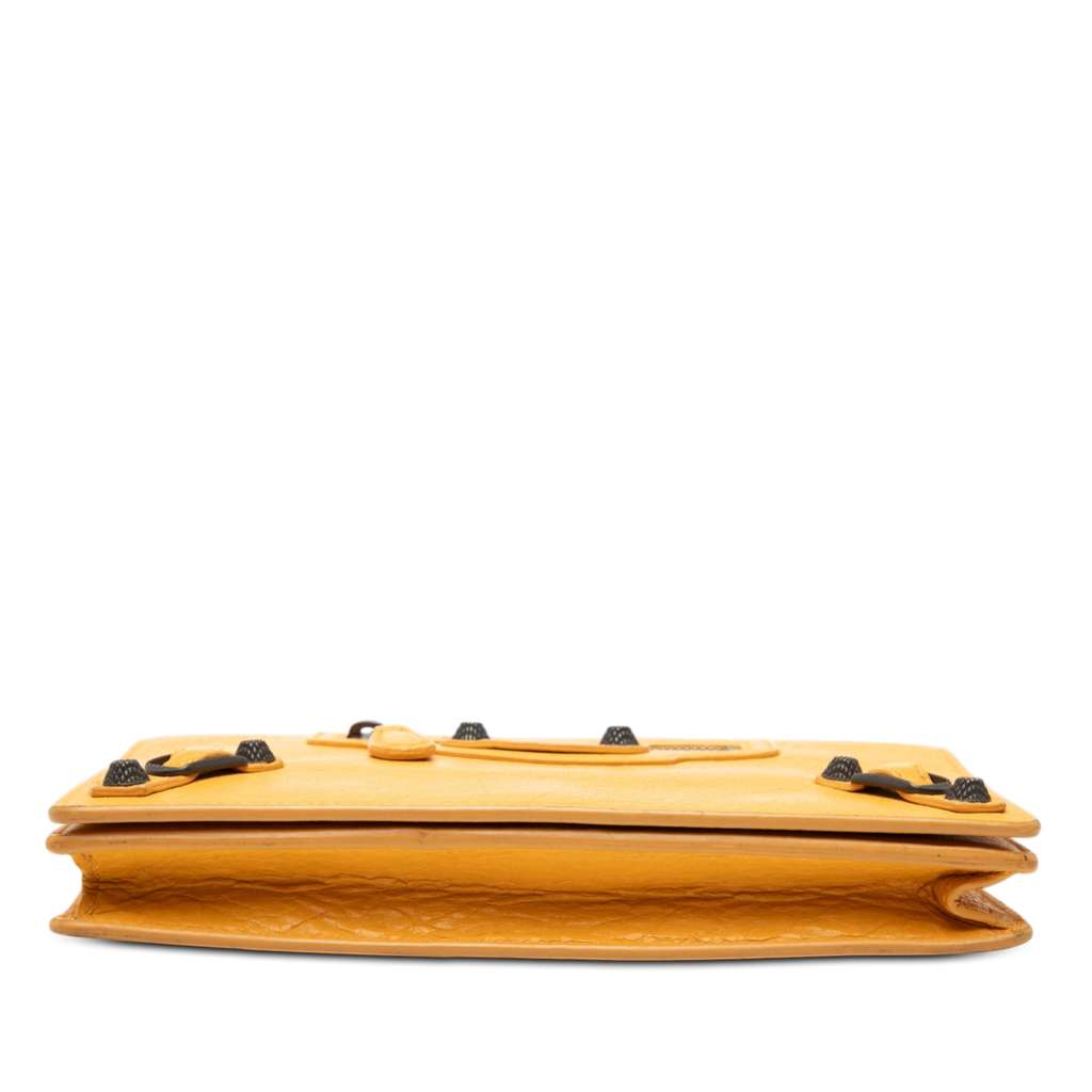 Balenciaga Lambskin Motocross Giant 12 Continental Flap Wallet on Chain Yellow Leather Good condition - Inside View