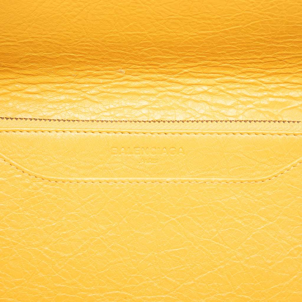 Balenciaga Lambskin Motocross Giant 12 Continental Flap Wallet on Chain Yellow Leather Good condition - Box View