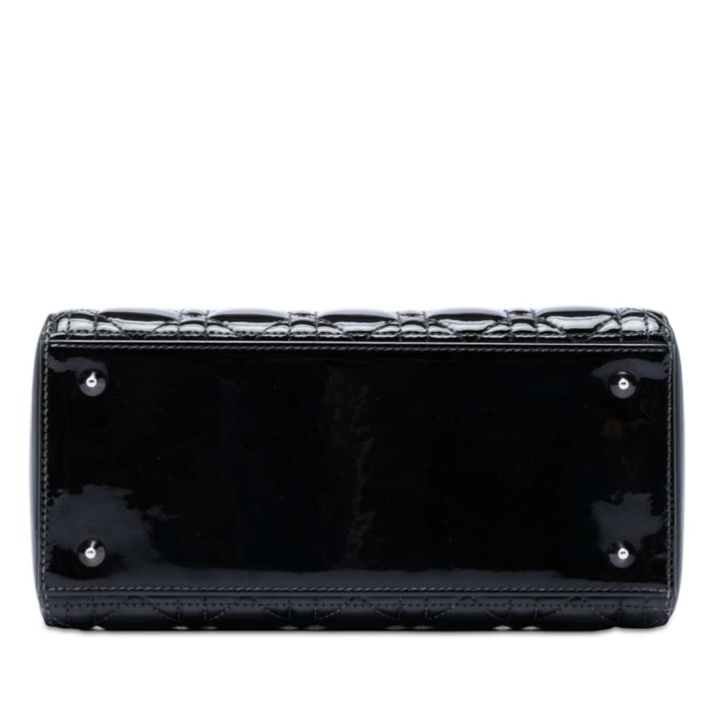 Dior Medium Patent Cannage Lady Dior Black Leather Good condition - Inside View