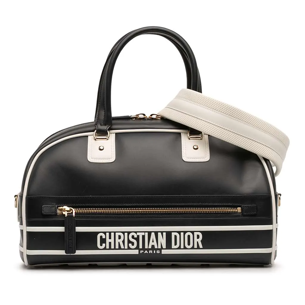 Dior Medium Leather Dior Vibe Zip Bowling Bag Black Leather Very good - Front View