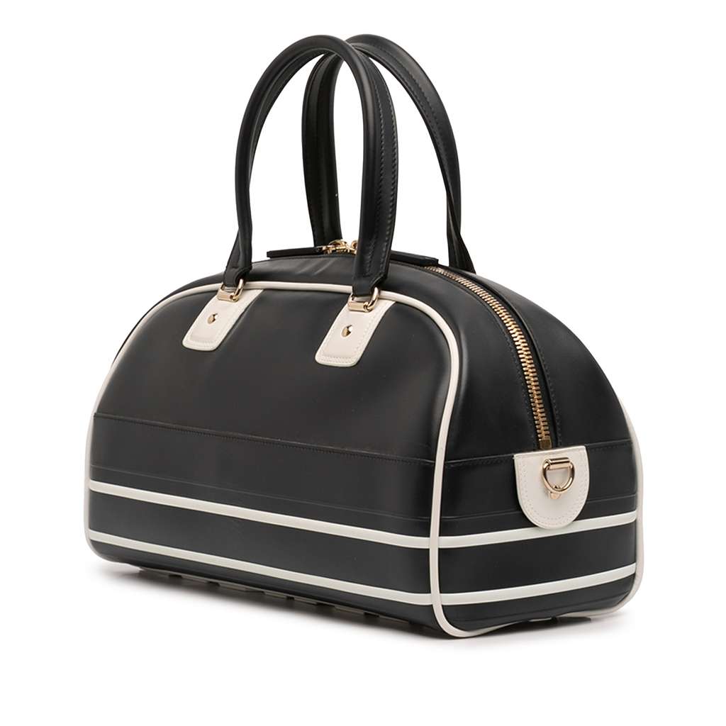 Dior Medium Leather Dior Vibe Zip Bowling Bag Black Leather Good condition - Back View