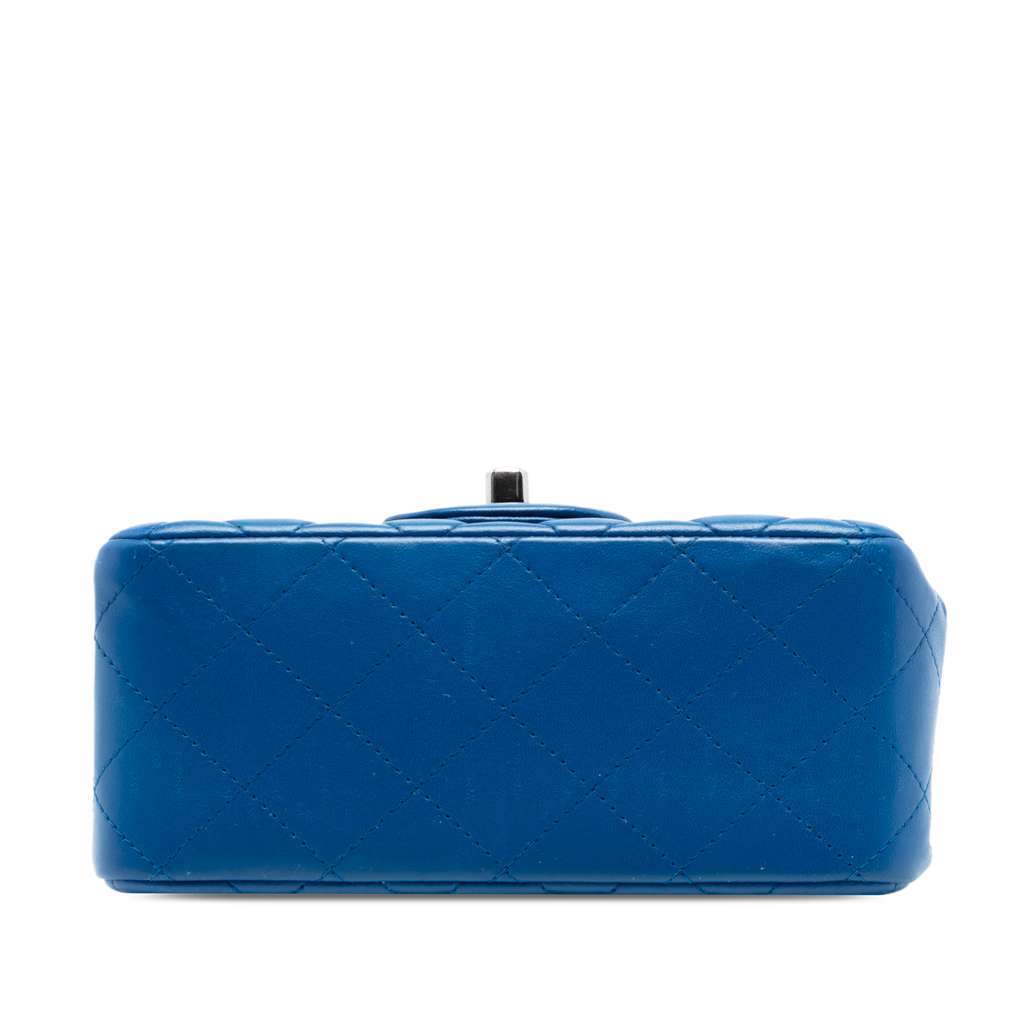 Chanel Mini Square Classic Lambskin Single Flap Blue Leather Good condition - Inside View