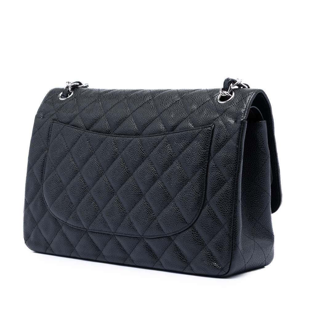 Chanel Jumbo Classic Caviar Double Flap Black Leather Good condition - Back View