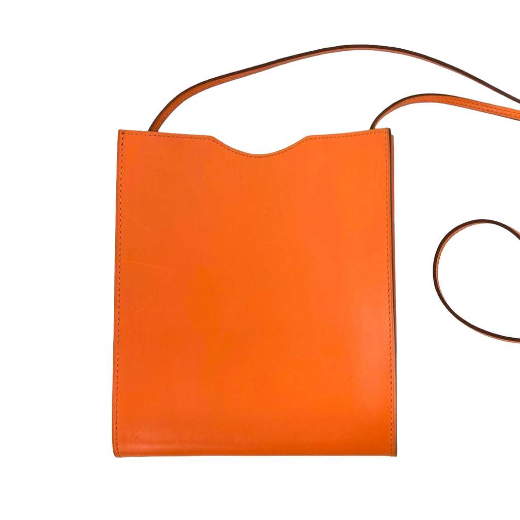 Hermès Box Calf Onimaitou Pochette Orange Leather Good condition - Back View