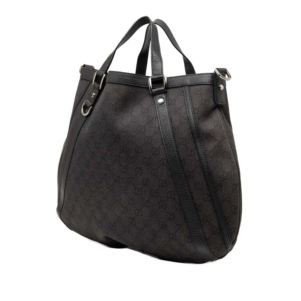 Gucci GG Denim Abbey D Ring Convertible Tote Black Denim Good condition - Back View