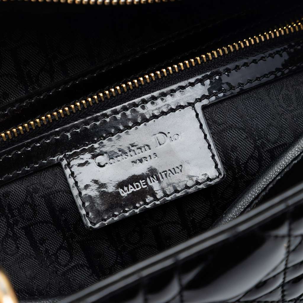 Dior Large Patent Cannage Lady Dior Black Leather Good condition - Box View