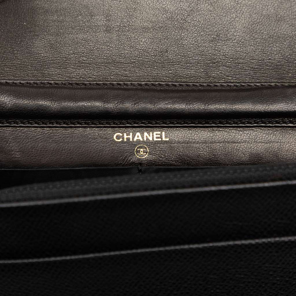 Chanel CC Grained Calfskin Wallet on Chain Black Leather Good condition - Box View