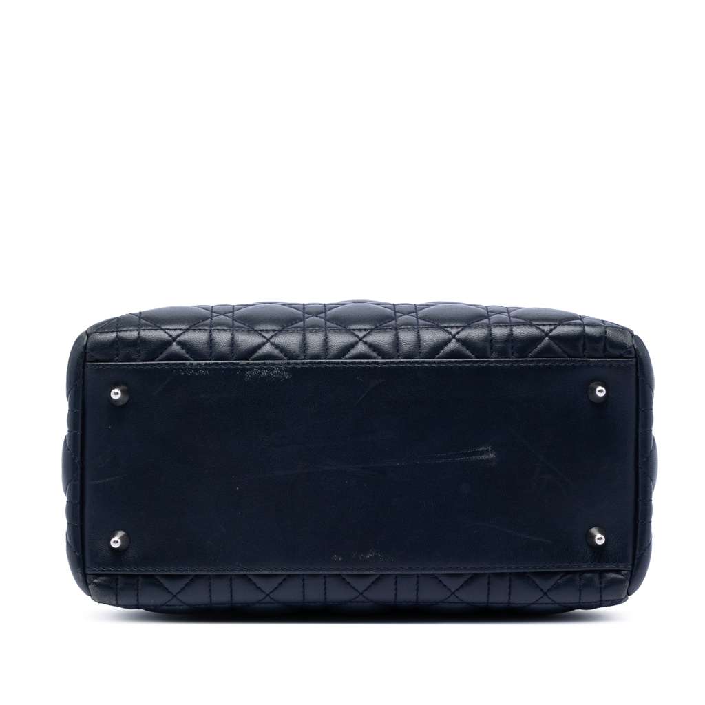 Dior Medium Lambskin Cannage Lady Dior Blue Leather Good condition - Inside View