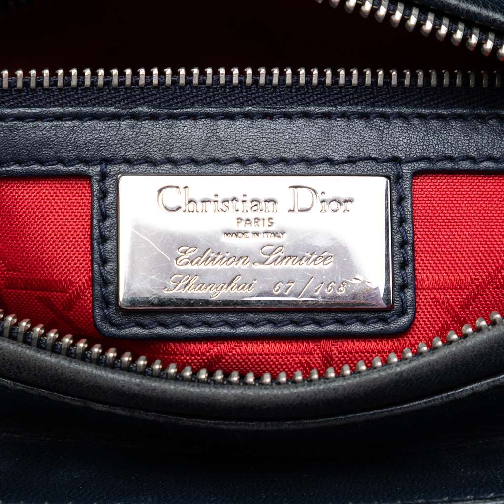 Dior Medium Lambskin Cannage Lady Dior Blue Leather Good condition - Box View
