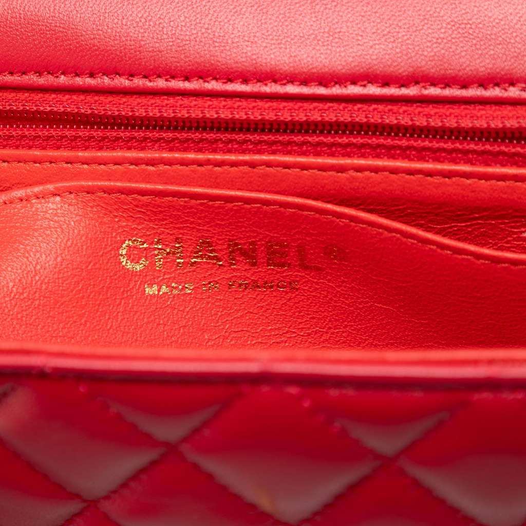 Chanel Mini Rectangular Classic Lambskin Single Flap Red Leather Good condition - Box View