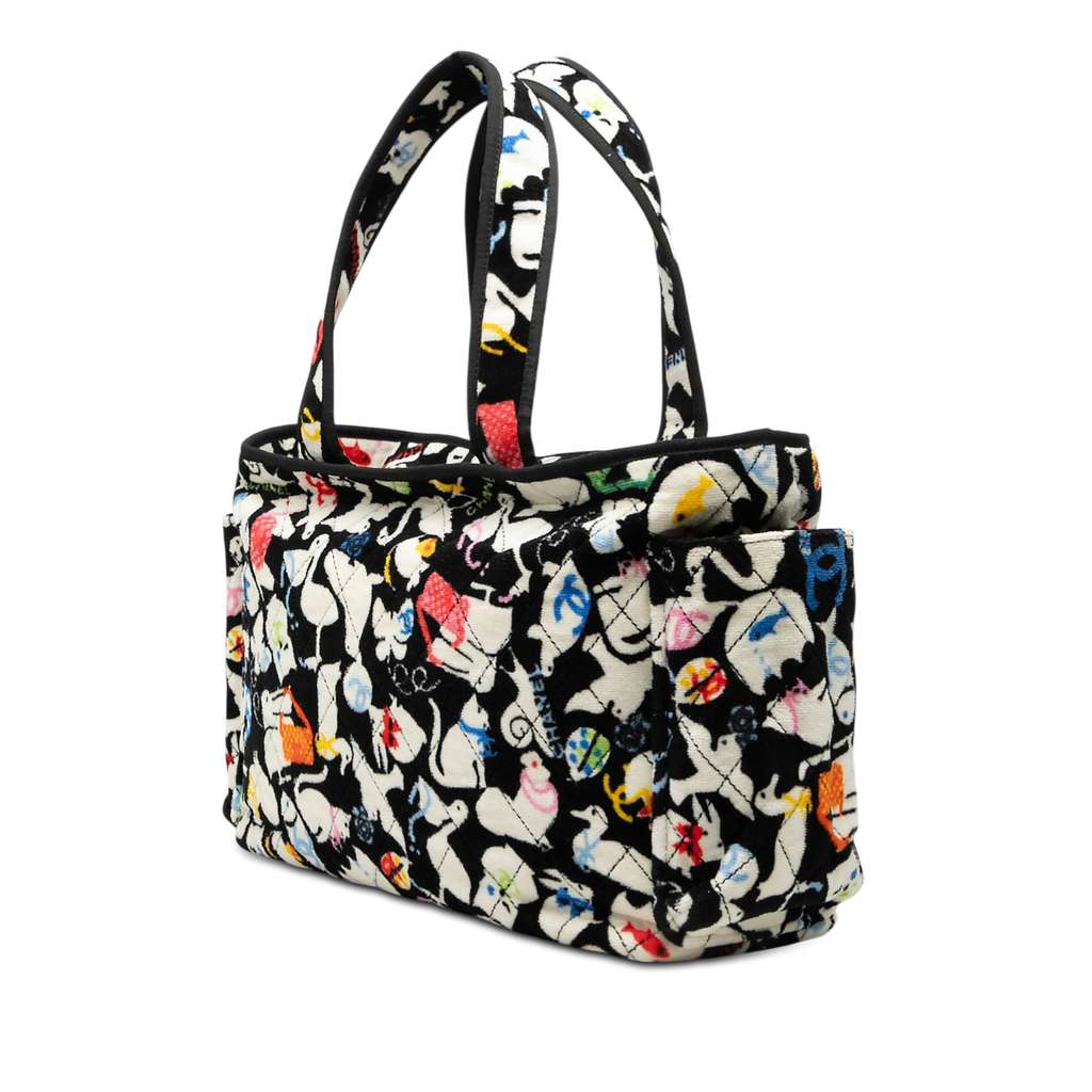 Chanel Terry Cloth Baby Animals Diaper Bag Black Cotton Good condition - Back View