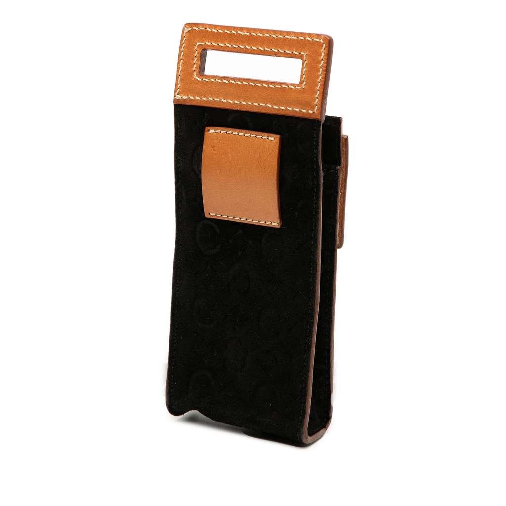 Celine C Macadam Suede Pochette Crossbody Black Leather Good condition - Back View