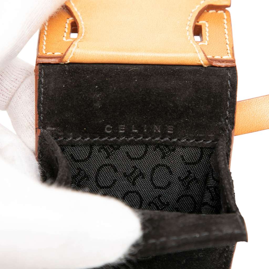 Celine C Macadam Suede Pochette Crossbody Black Leather Good condition - Box View