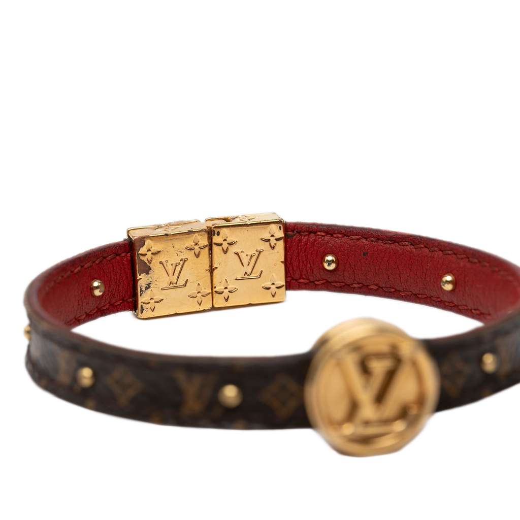 Louis Vuitton Monogram and Calfskin LV Circle Reversible Bracelet Brown Good condition - Model View