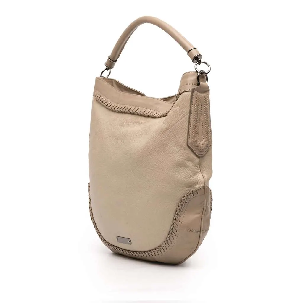 Burberry Leather Tassel Hobo Bag Beige Leather Good - Back View