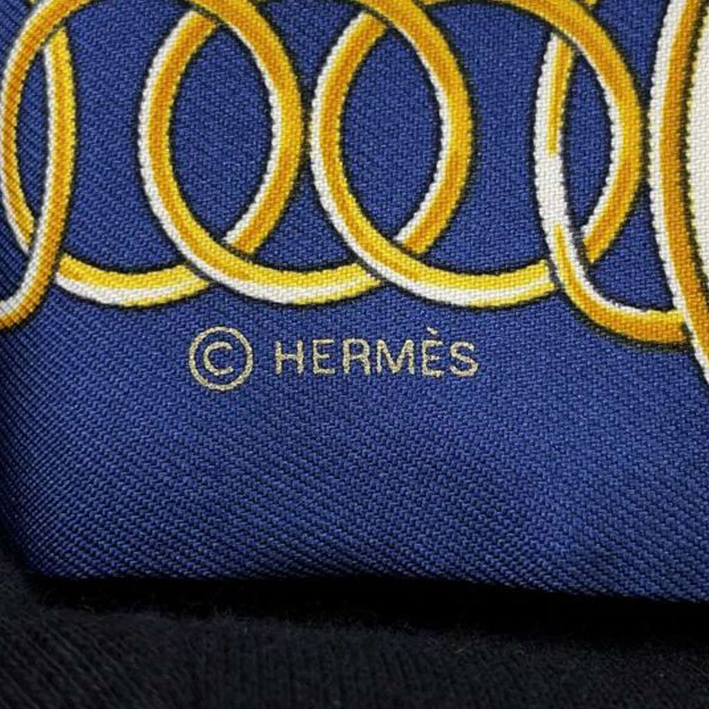 Hermès Lift Profile Silk Twilly Scarf Blue Silk Good condition - Model View