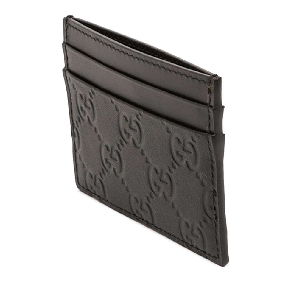 Gucci Guccissima Card Holder Black Leather Very good condition - Back View