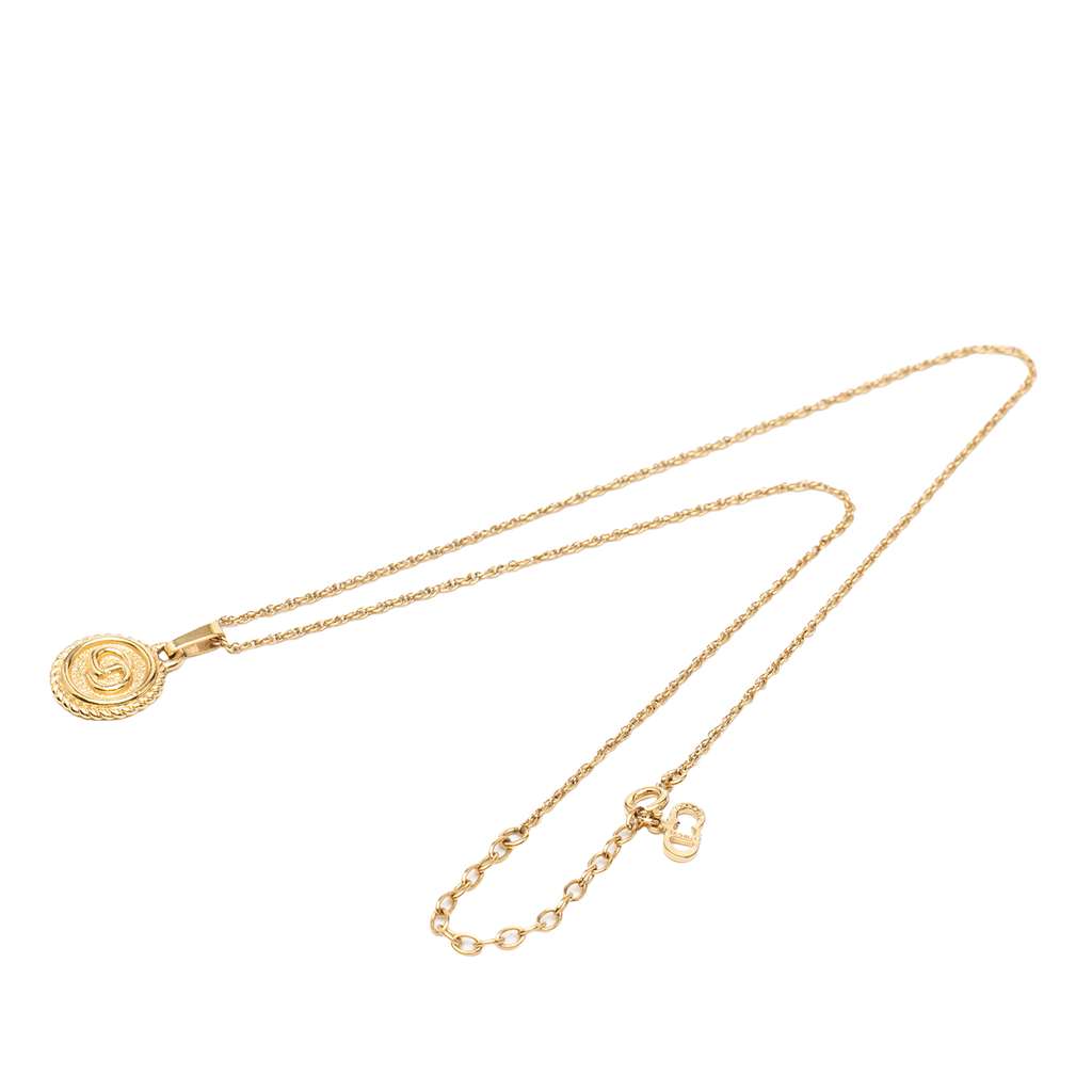 Dior Gold Plated CD Twisted Rope Chain Pendant Necklace Gold Metal Good condition - Inside View