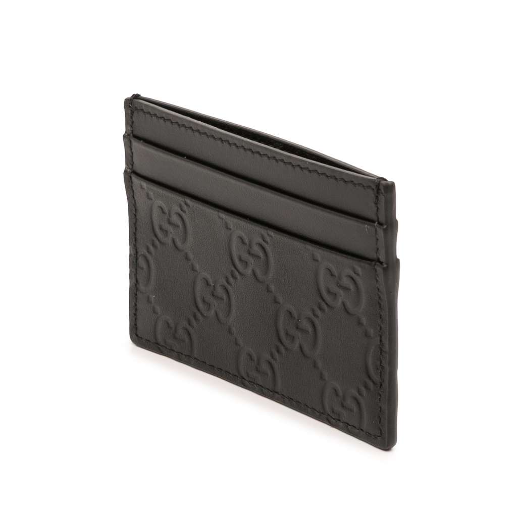 Gucci Guccissima Card Holder Black Leather Very good condition - Back View