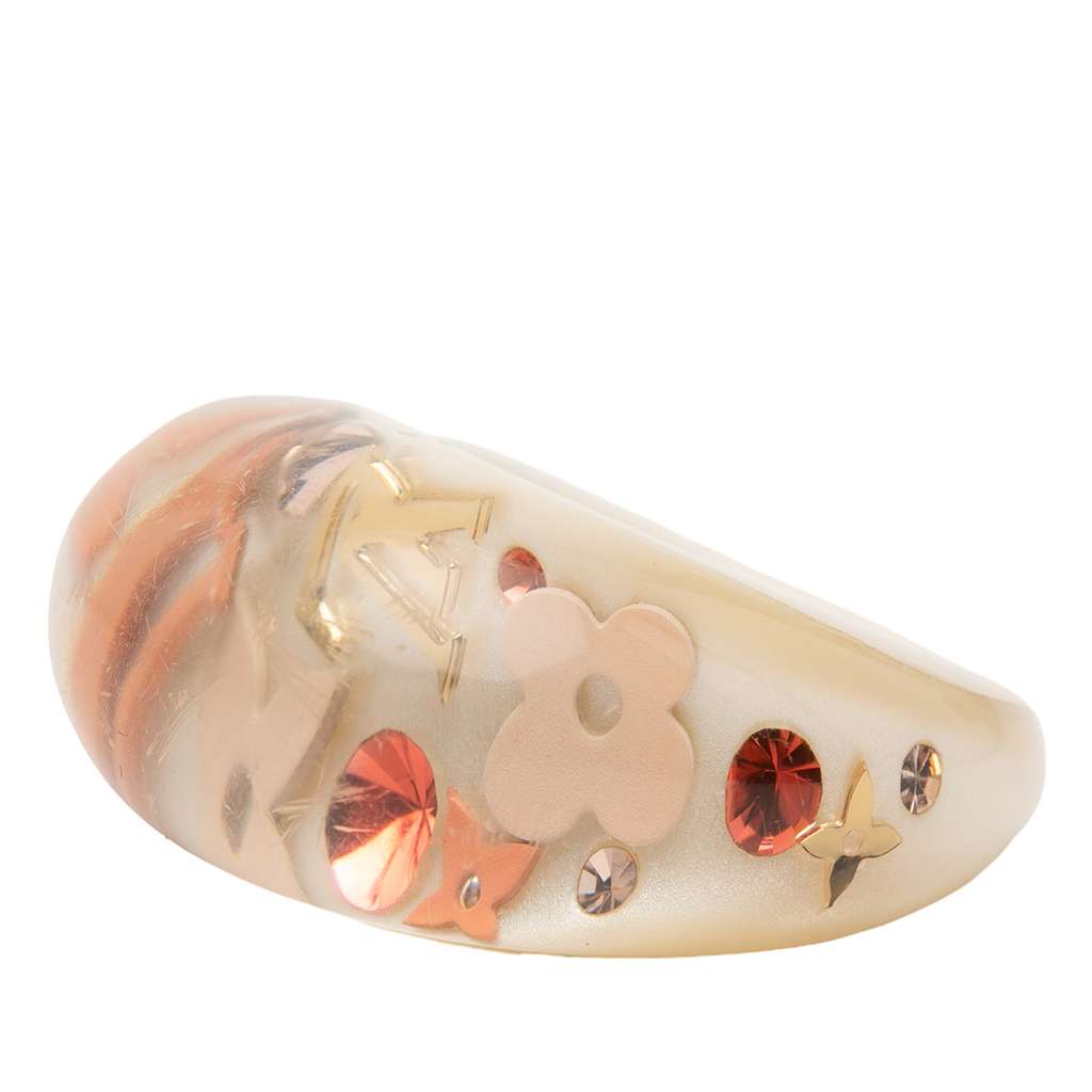 Louis Vuitton Resin and Crystal Monogram Inclusion Ring Beige Good condition - Back View