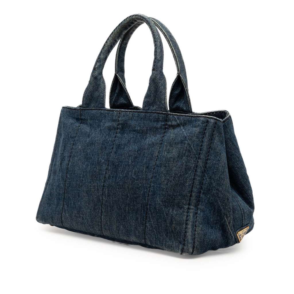 Prada Denim Canapa Logo Satchel Blue Denim Good condition - Back View