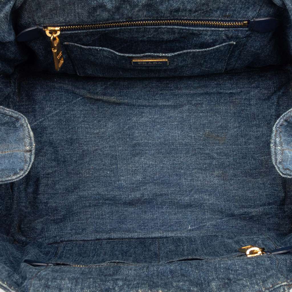 Prada Denim Canapa Logo Satchel Blue Denim Good condition - Model View