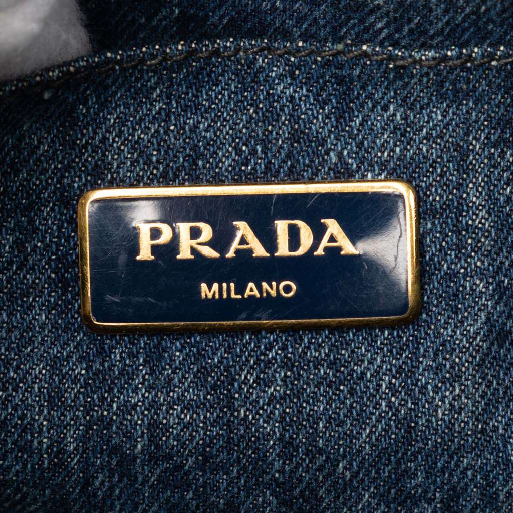 Prada Denim Canapa Logo Satchel Blue Denim Good condition - Box View
