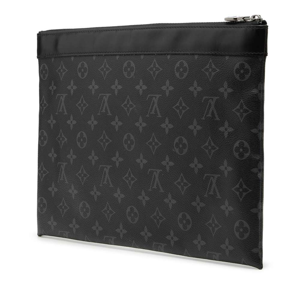 Louis Vuitton Monogram Eclipse Discovery Pochette GM Black Good condition - Back View
