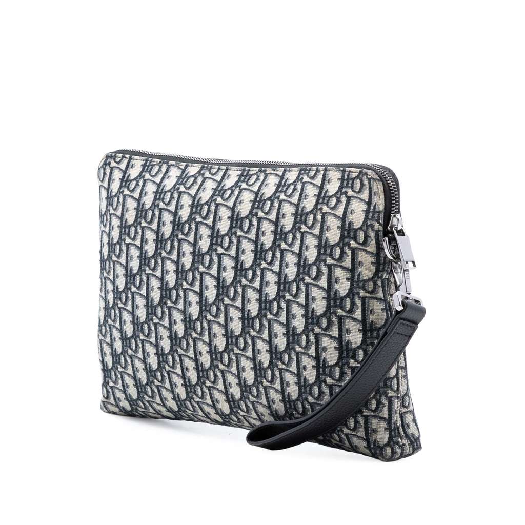 Dior Oblique Canvas Pouch Blue Canvas Good condition - Back View