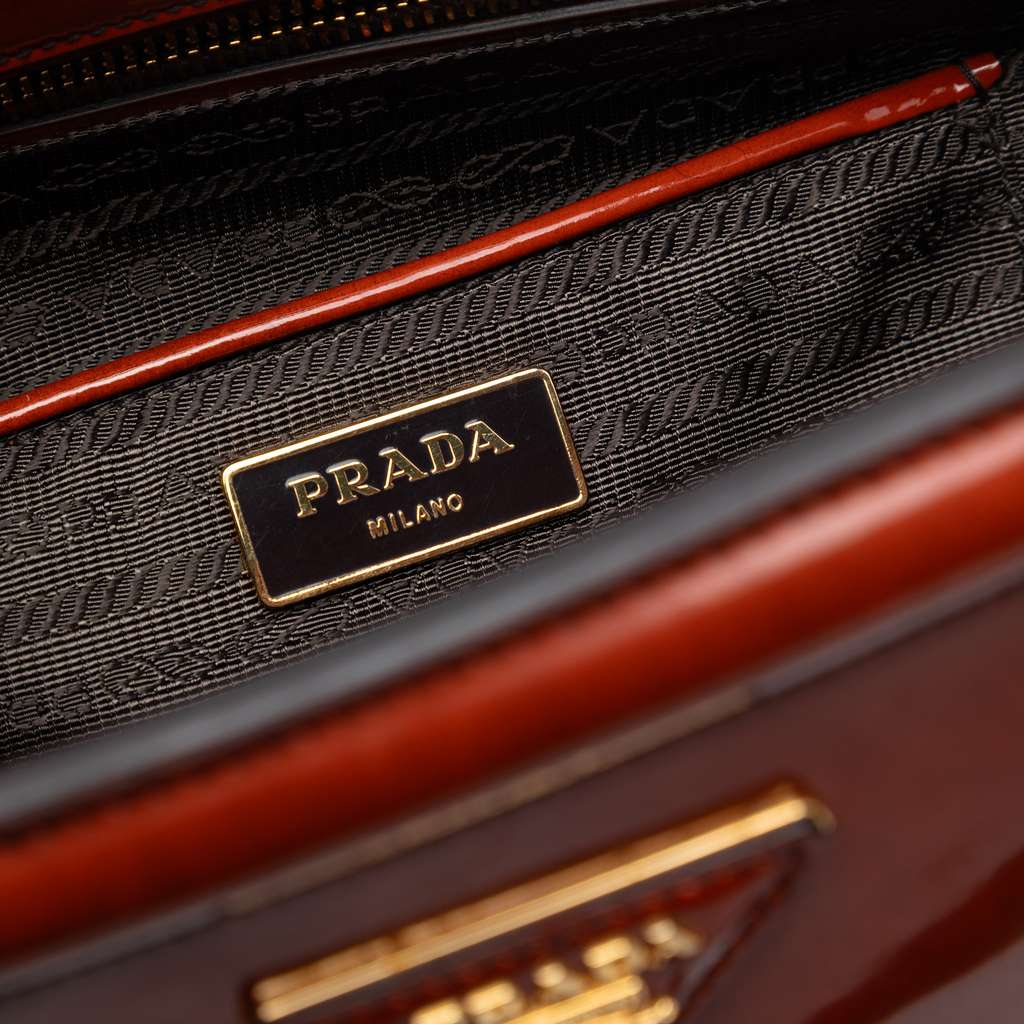 Prada Spazzolato Parabole Tote Brown Leather Good condition - Box View