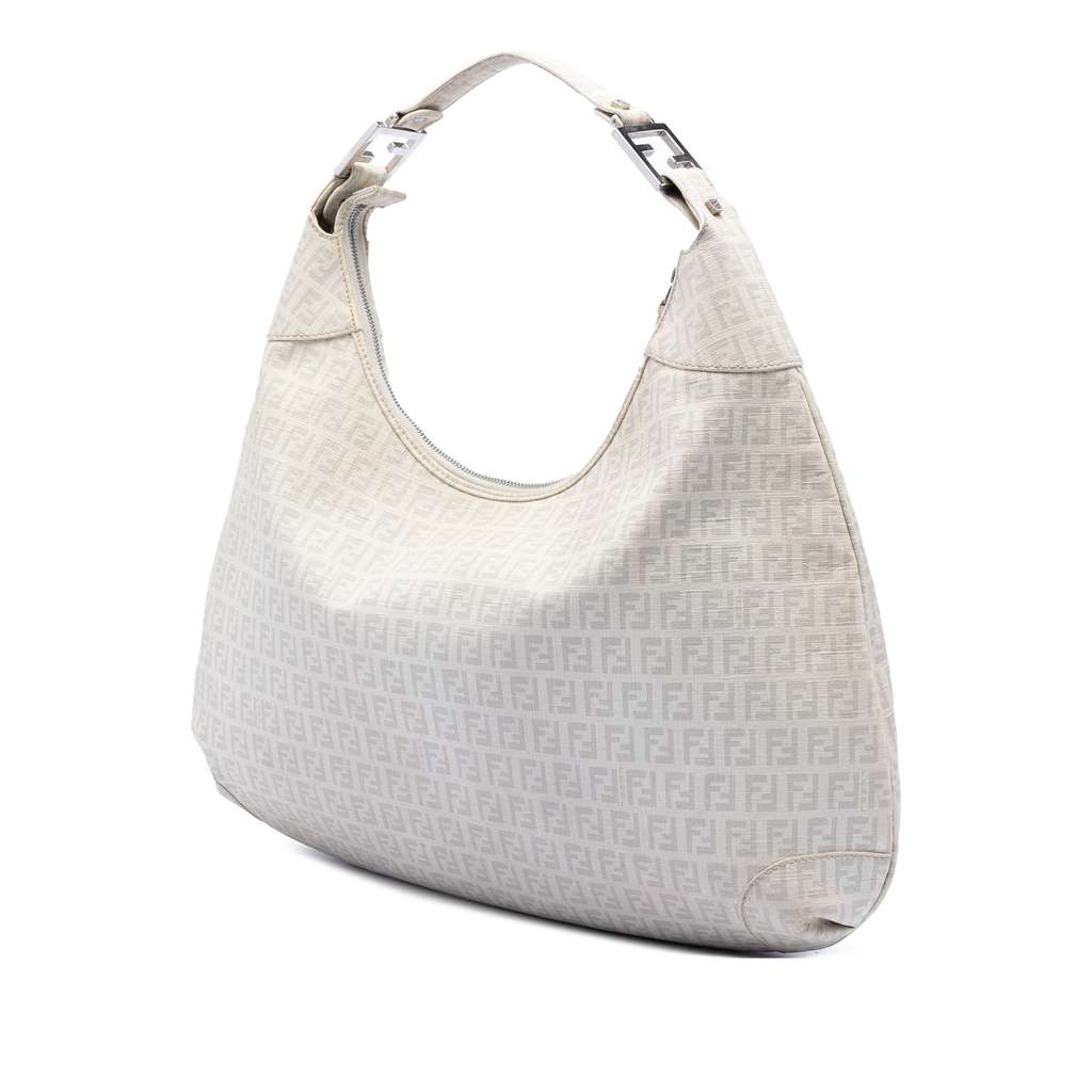Fendi Zucchino Spalmati Hobo White Canvas Good condition - Back View