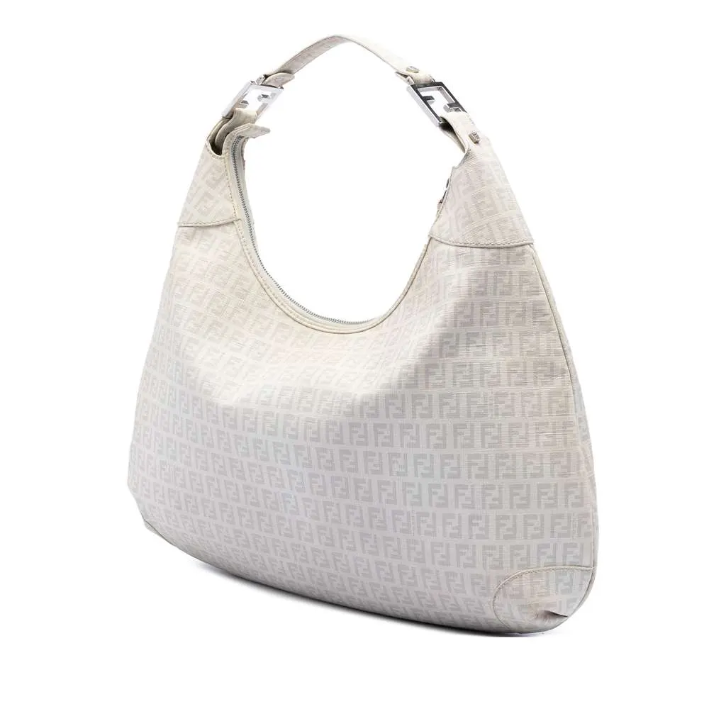 Fendi Zucchino Spalmati Hobo White Canvas Very good - Back View
