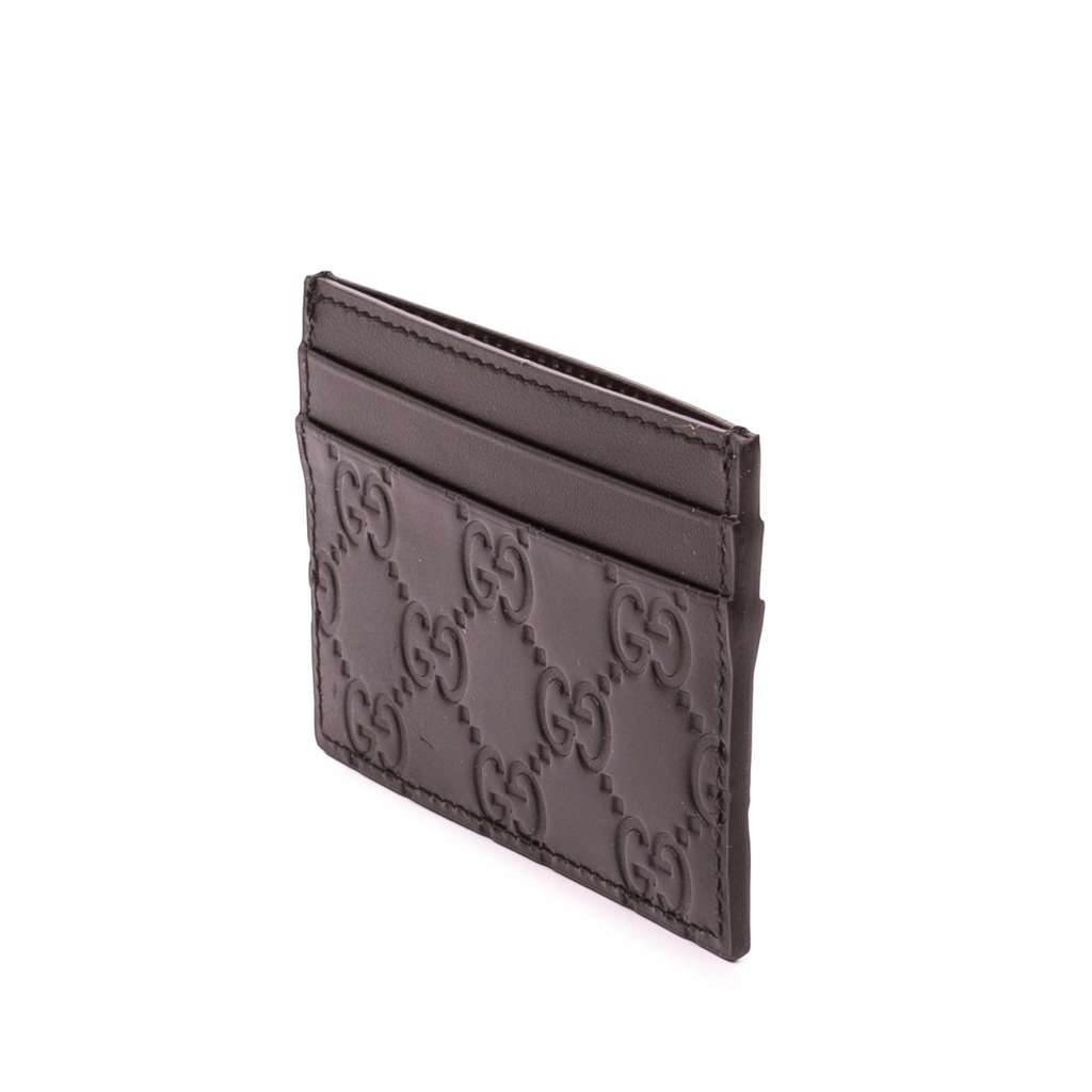 Gucci Guccissima Card Holder Black Leather Good condition - Back View