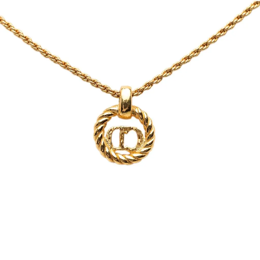 Dior Gold Plated CD Logo Pendant Rope Chain Necklace Gold Metal Very good - Inside View