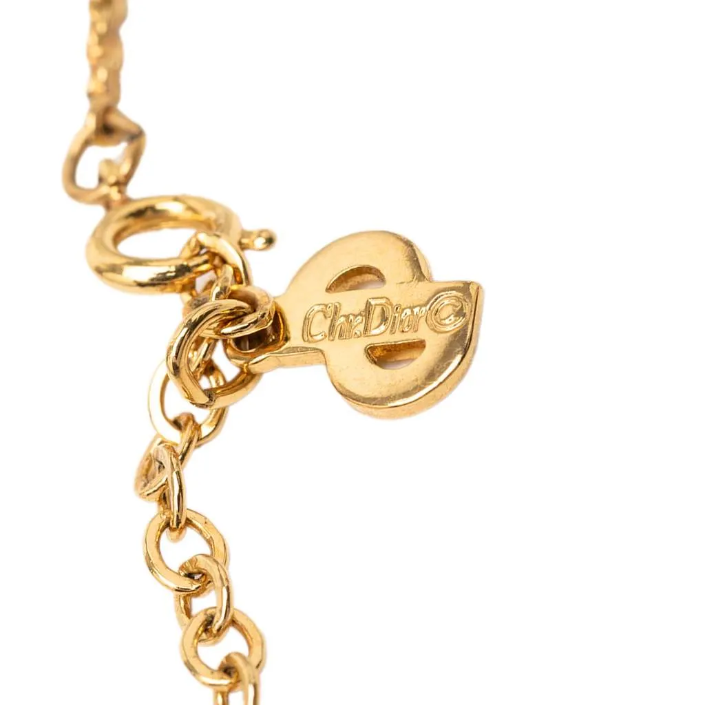 Dior Gold Plated CD Logo Pendant Rope Chain Necklace Gold Metal Very good - Box View