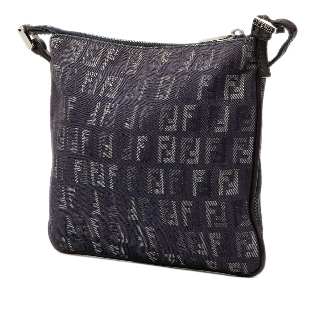 Fendi Zucchino Denim Crossbody Blue Denim Good - Back View
