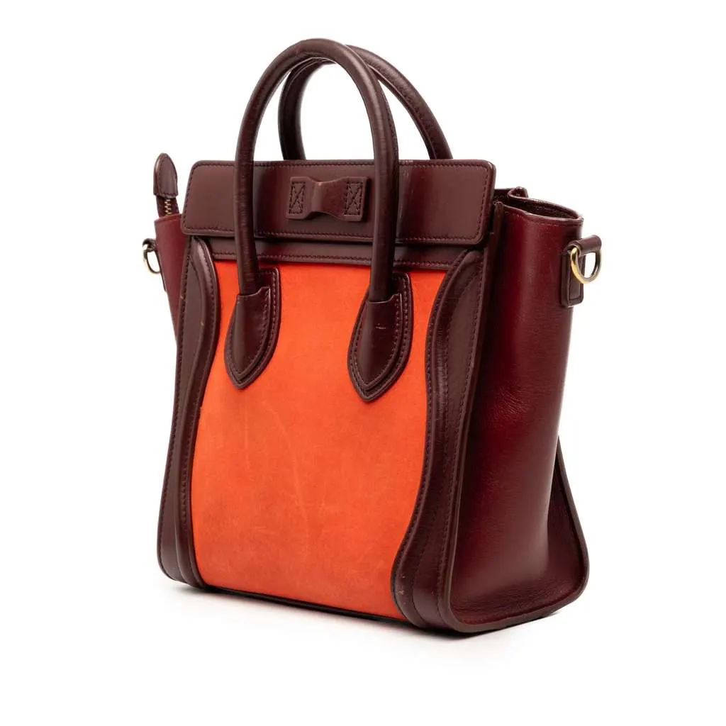 Celine Nano Tricolor Nubuck and Calfskin Luggage Tote Orange Leather Very good - Back View