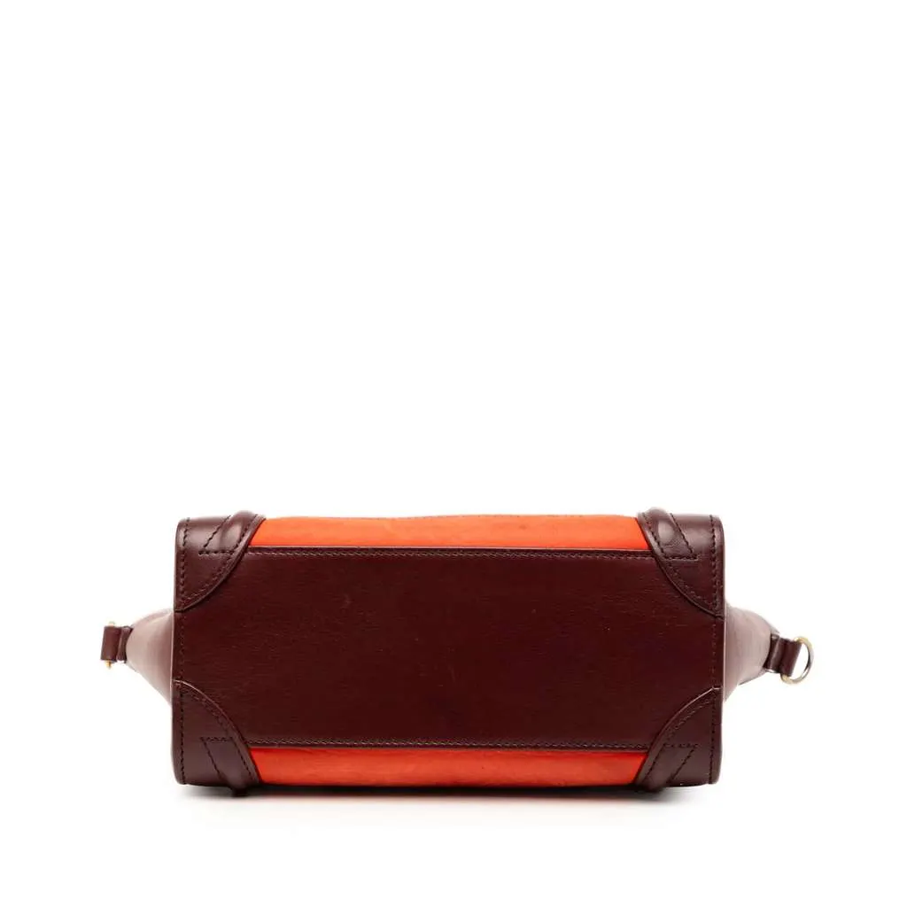 Celine Nano Tricolor Nubuck and Calfskin Luggage Tote Orange Leather Very good - Inside View