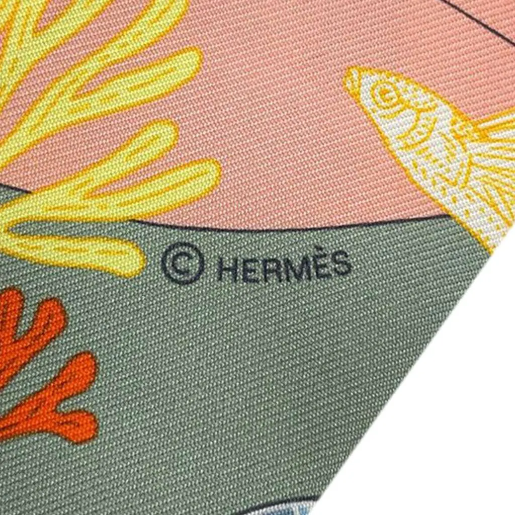 Hermès Precious Paradise Silk Twilly Scarf Blue Silk Good - Inside View